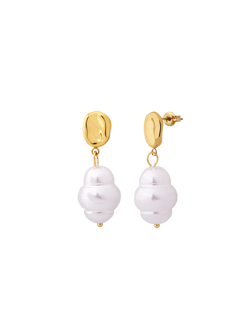 Par Arete Ovalo Con Perla Irregular