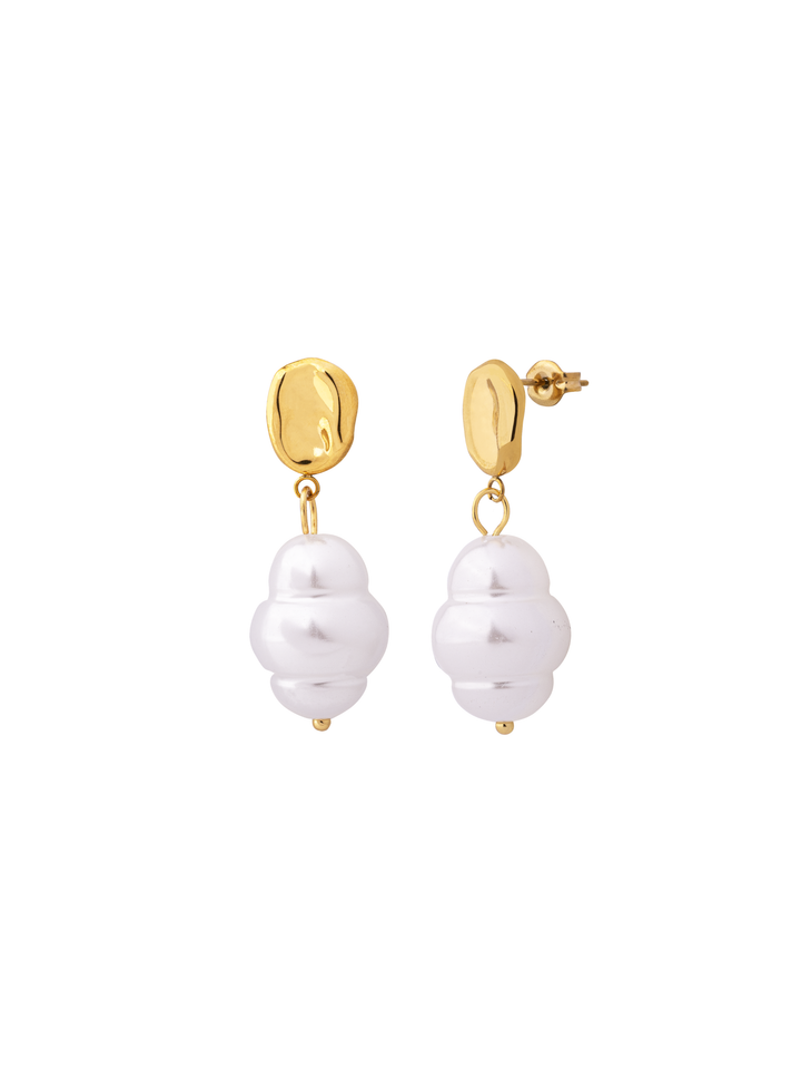 Par Arete Ovalo Con Perla Irregular