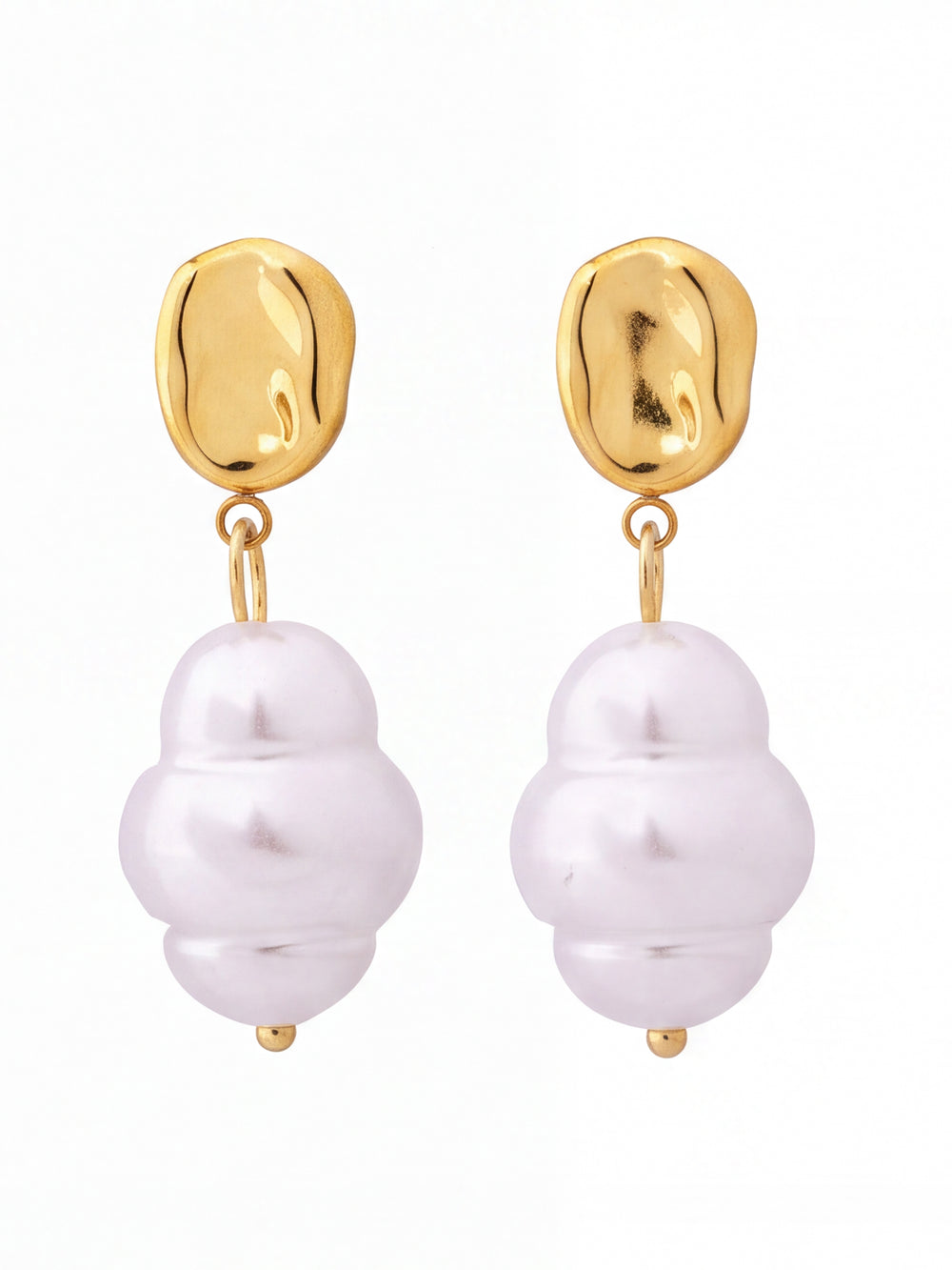 Par Arete Ovalo Con Perla Irregular