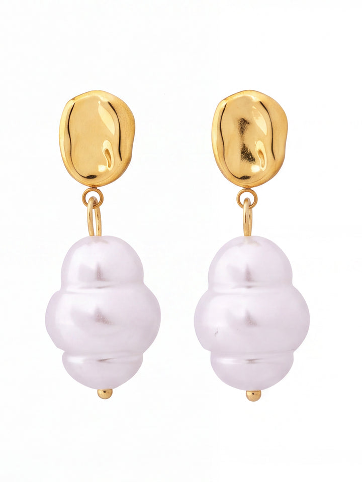 Par Arete Ovalo Con Perla Irregular