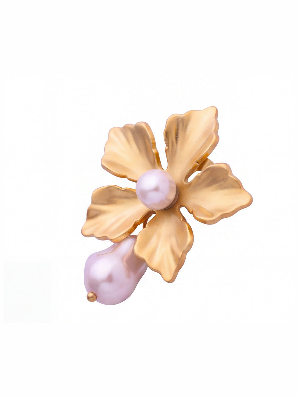 Par Arete Flor Con Perla Colgante