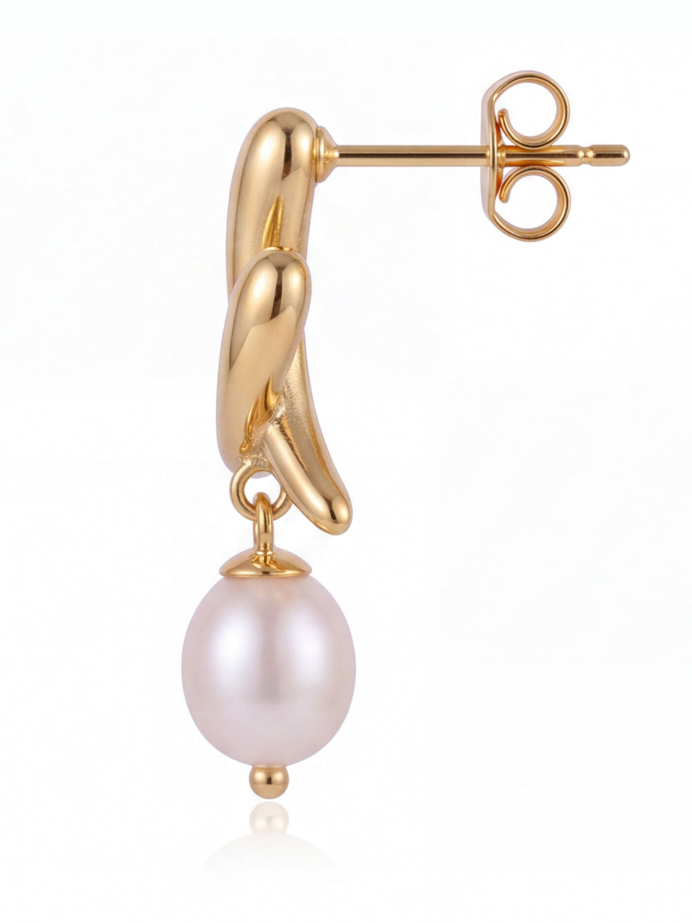 Par Arete Doble Gota Cruzada Con Perla