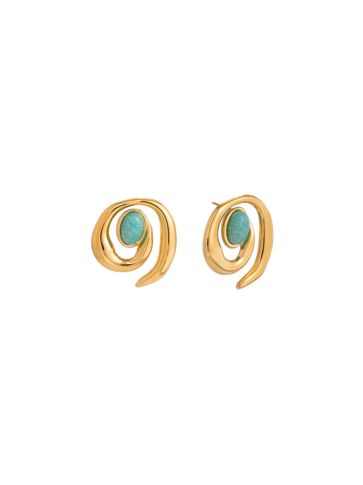 Par Arete Espiral Con Piedra