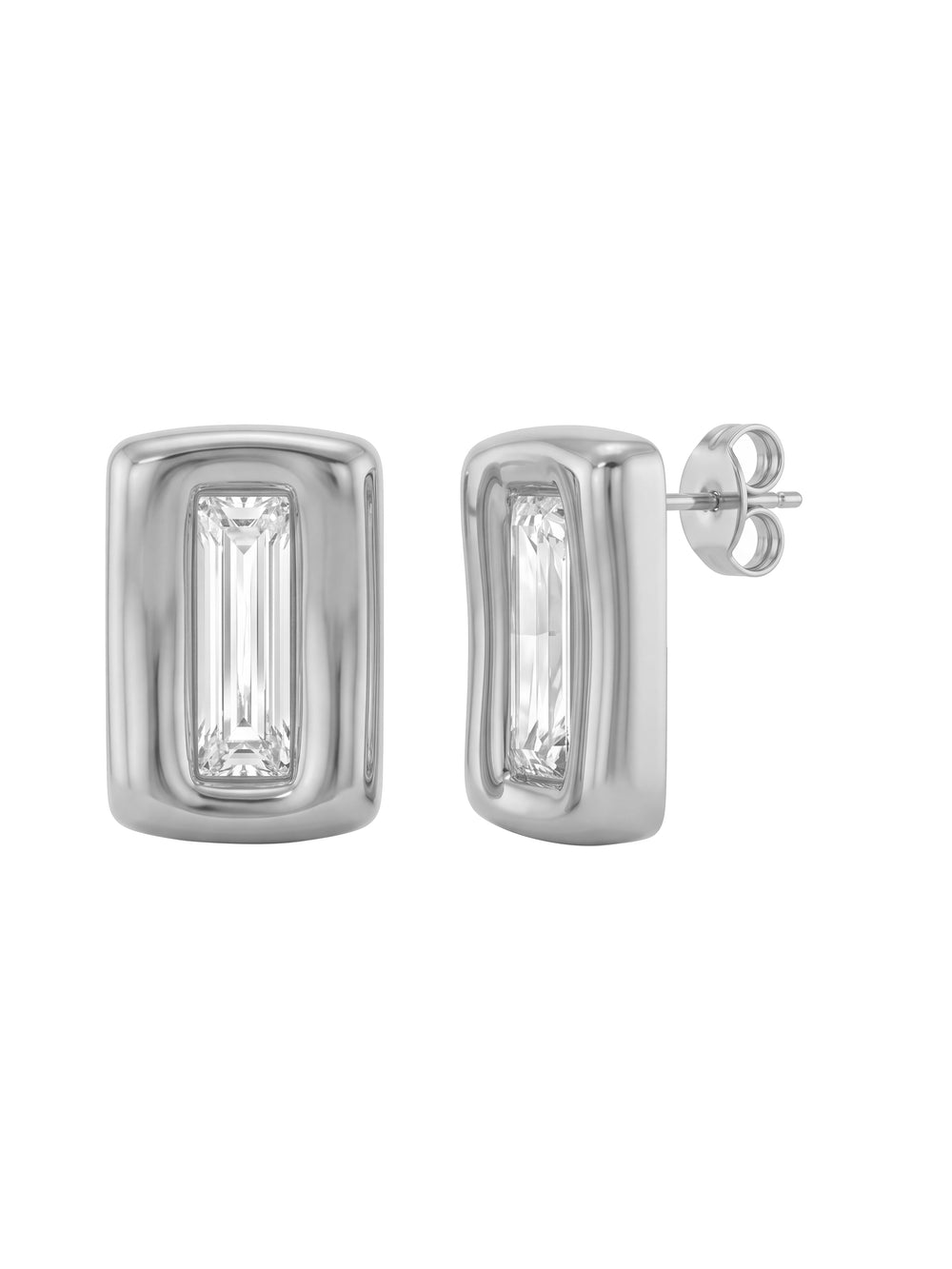 Par Arete Rectangular Chunky Con Zirconia