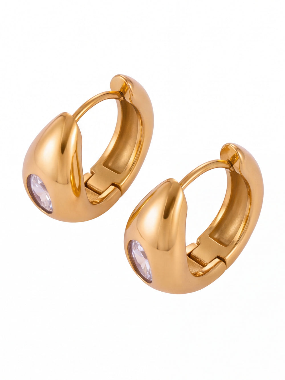 Par Arracada Gruesa Con Zirconia Ovalada