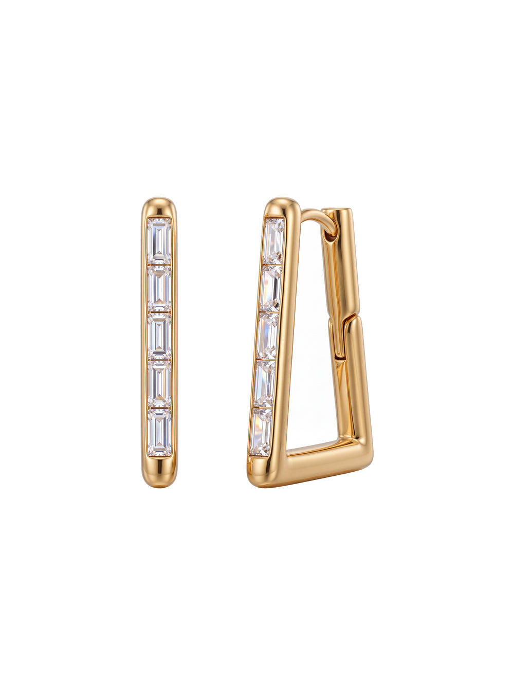 Par Arracada Rectangular Zirconias Baguettes