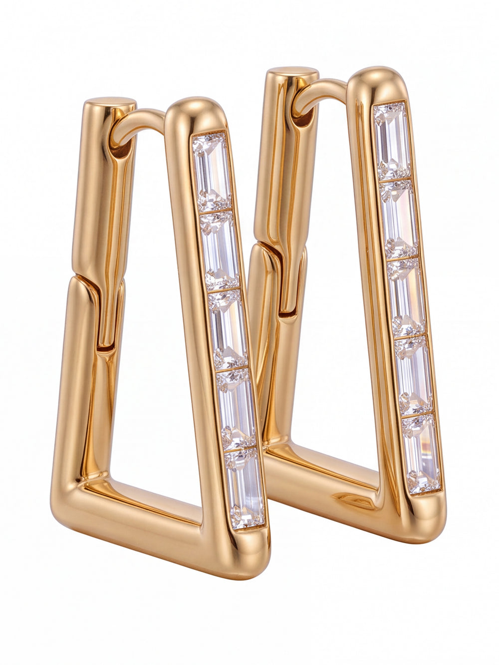 Par Arracada Rectangular Zirconias Baguettes