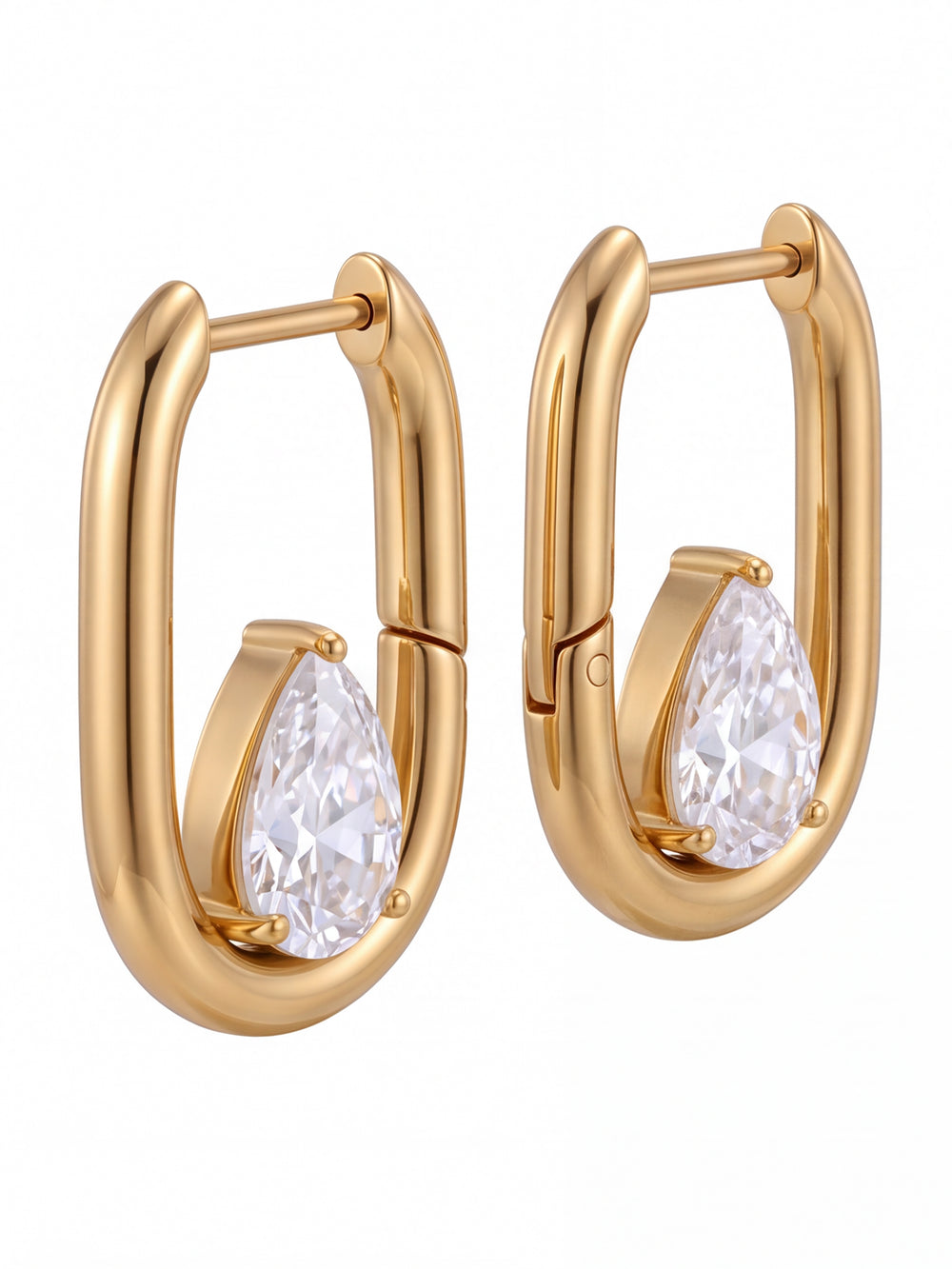 Par Arracada Con Zirconia Ovalada Interna