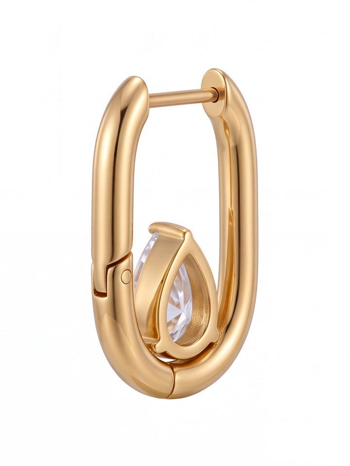 Par Arracada Con Zirconia Ovalada Interna