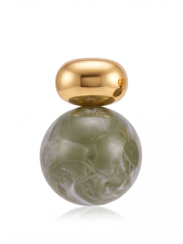 Par Arete Ovalo Con Bolita Verde