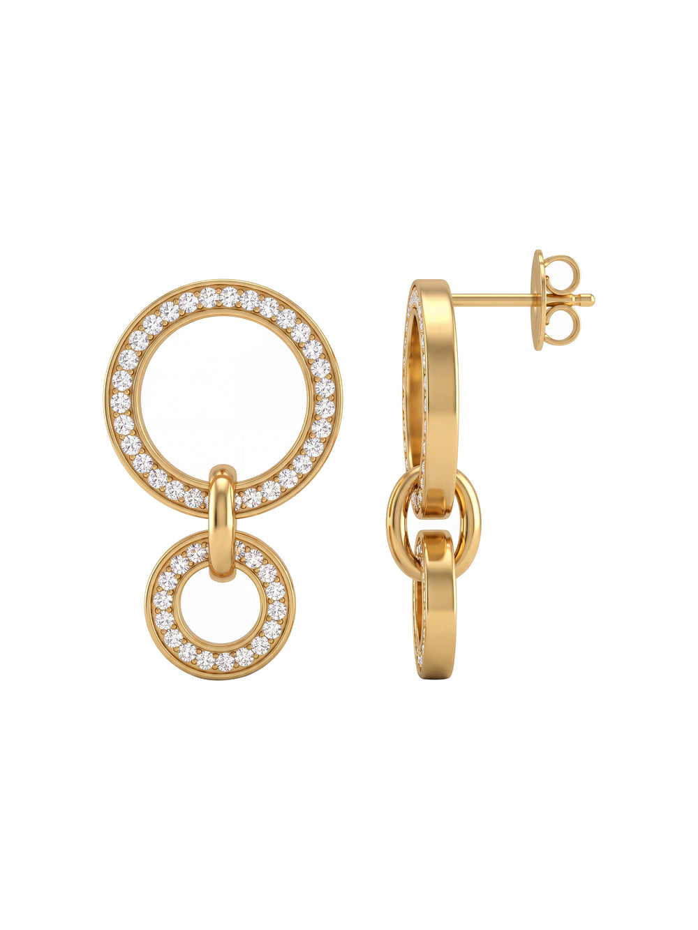 Par Arete Doble Circulo Con Zirconias