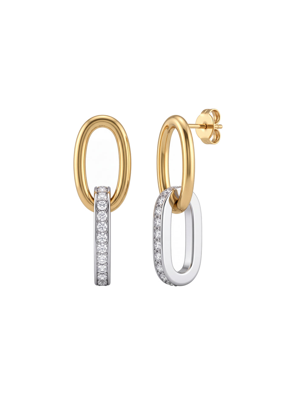 Par Arete Doble Aro Combinado Con Zirconias