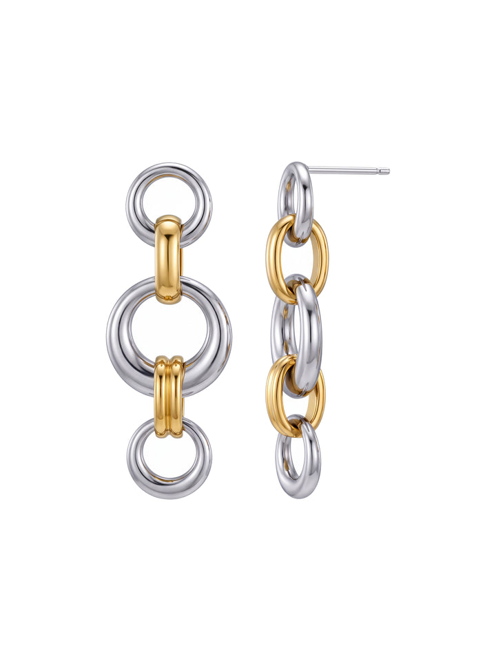 Par Arete Triple Circulo Combinado Con Eslabones