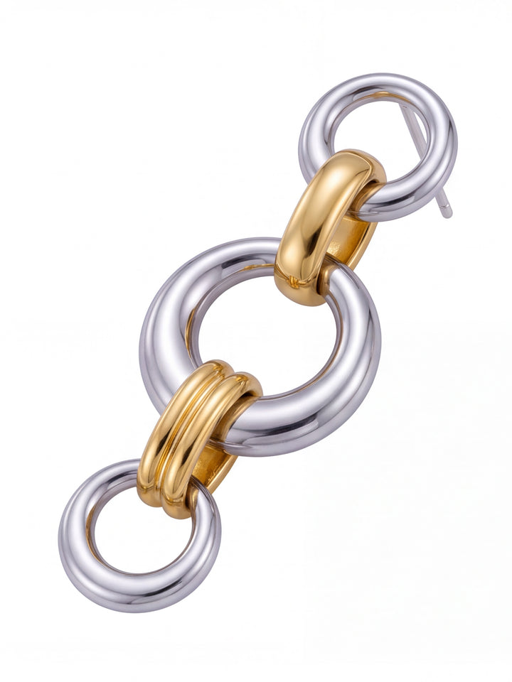 Par Arete Triple Circulo Combinado Con Eslabones
