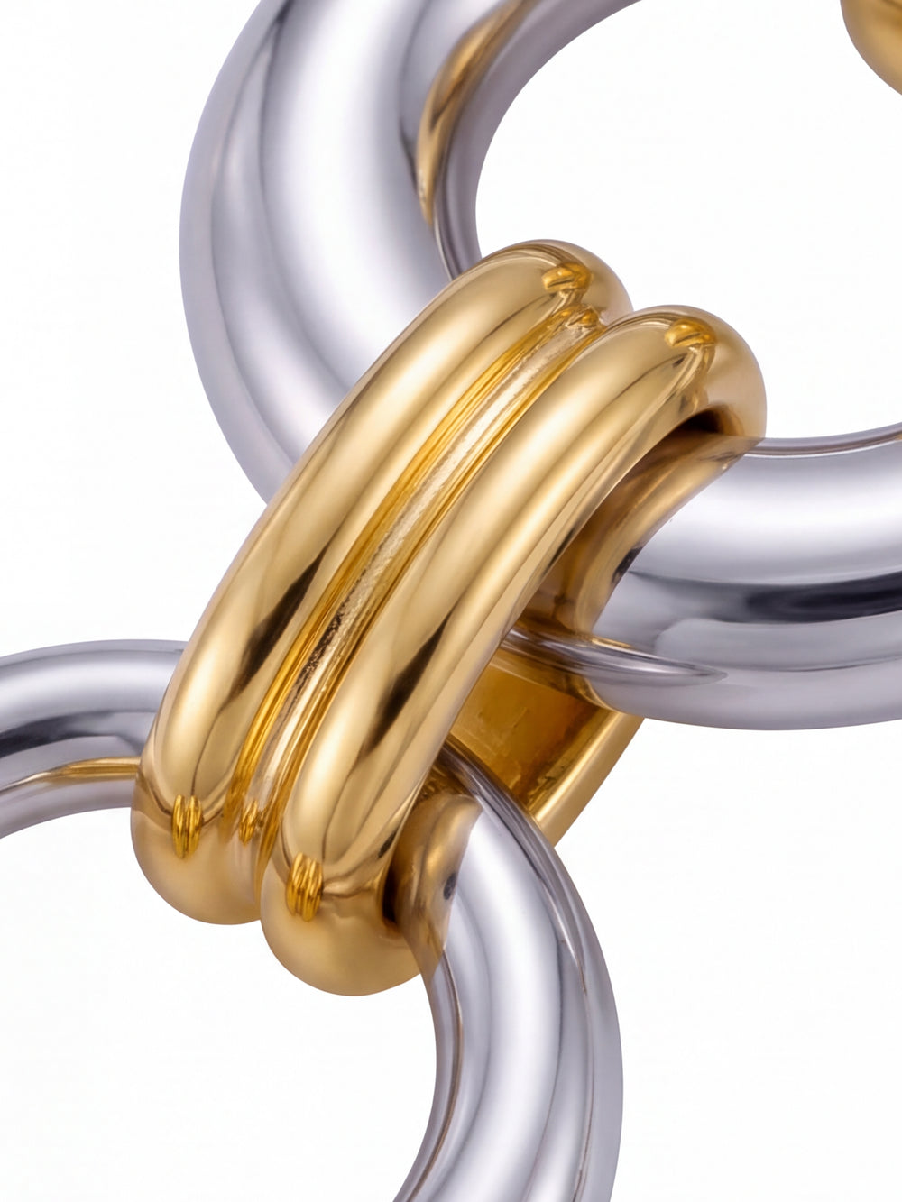 Par Arete Triple Circulo Combinado Con Eslabones