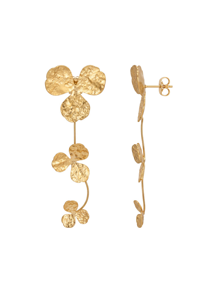 Par Arete Largo Con Trebol