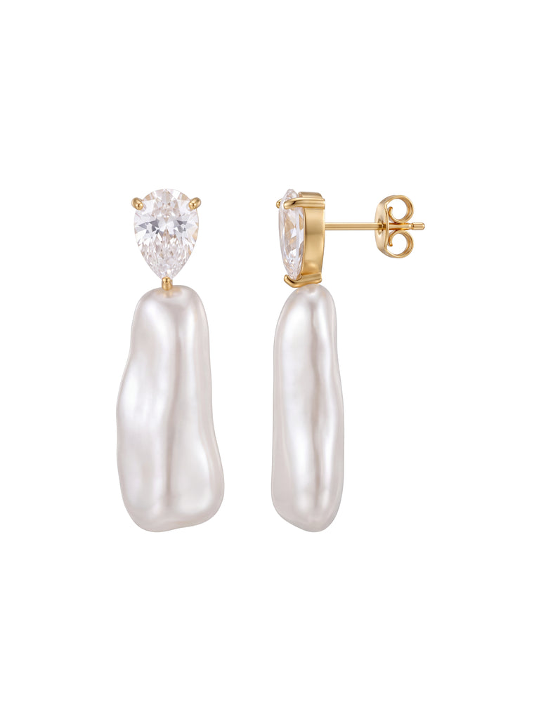Par Arete Gota Zirconia Con Perla Colgante