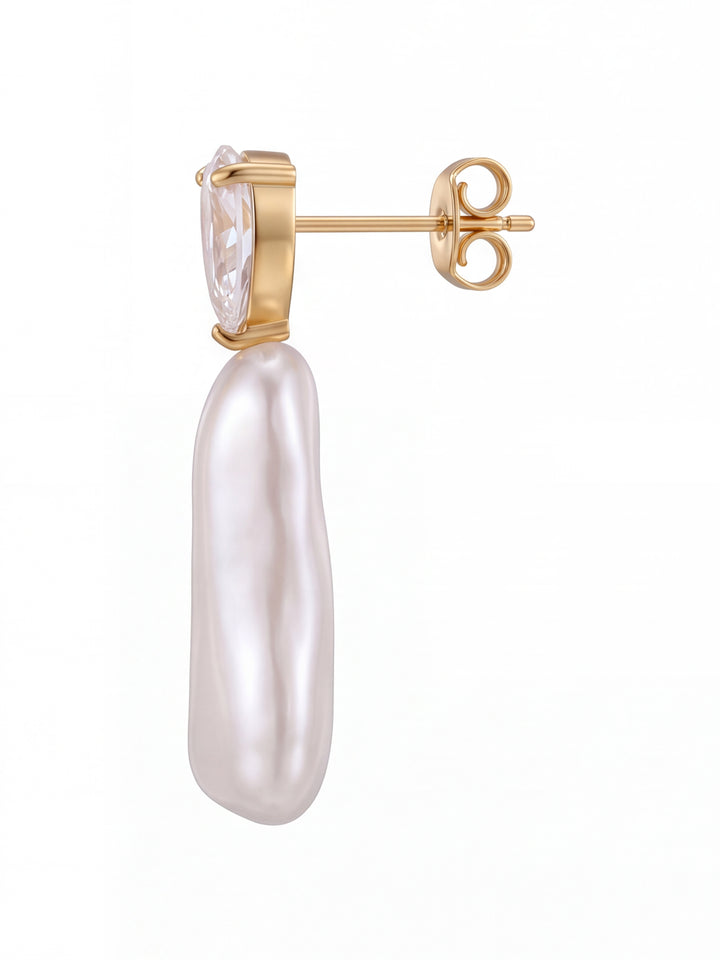 Par Arete Gota Zirconia Con Perla Colgante