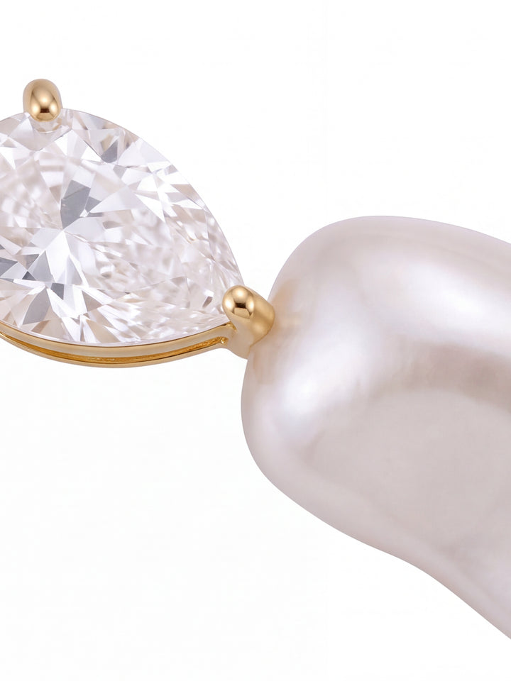 Par Arete Gota Zirconia Con Perla Colgante