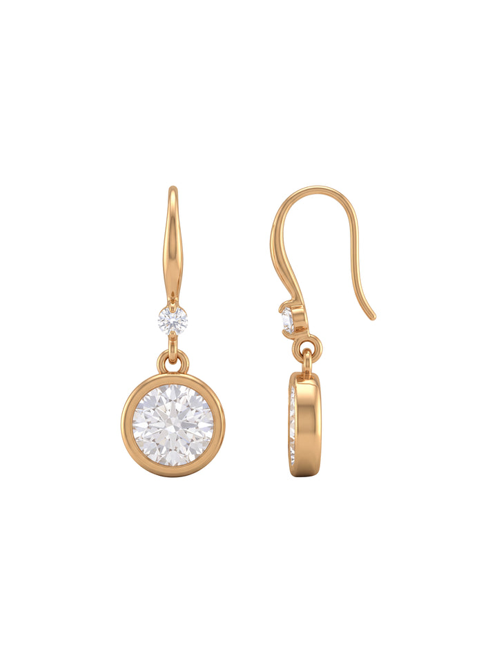 Par Arete Colgante Con Zirconia Redonda