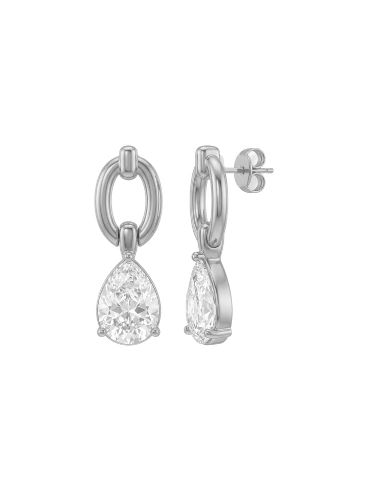 Par Arete Eslabon Con Zirconia Gota Colgante