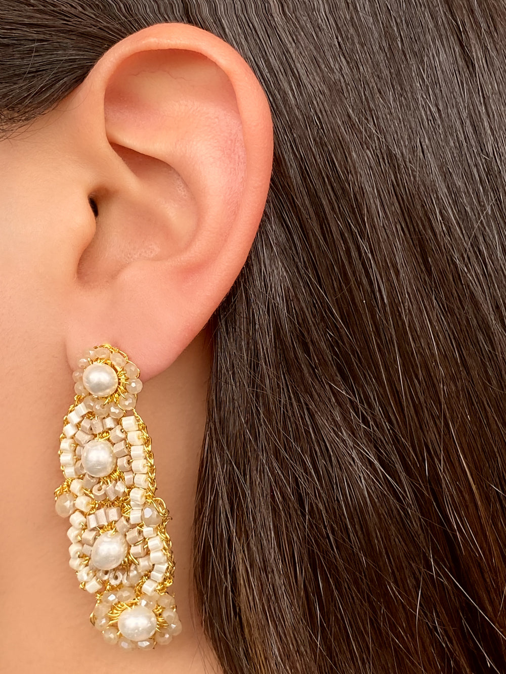 Par Arete Cuatro Circulos Con Perla