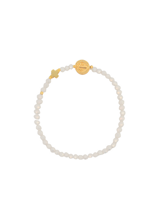 Pulsera Chaquiras Con San Benito y Mini Cruz