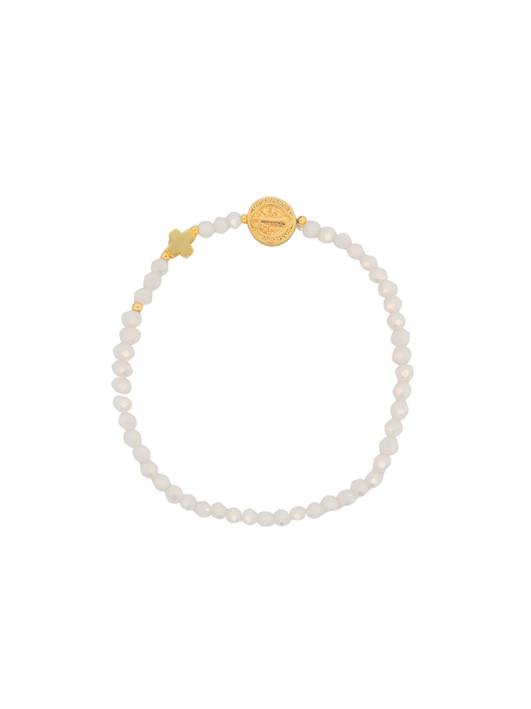 Pulsera Chaquiras Con San Benito y Cruz