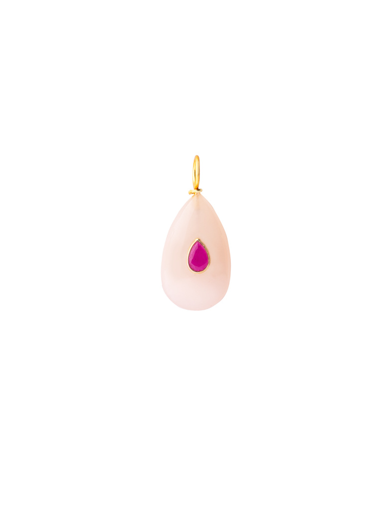Dije Ovalado Piedra Calcedonia Rosa