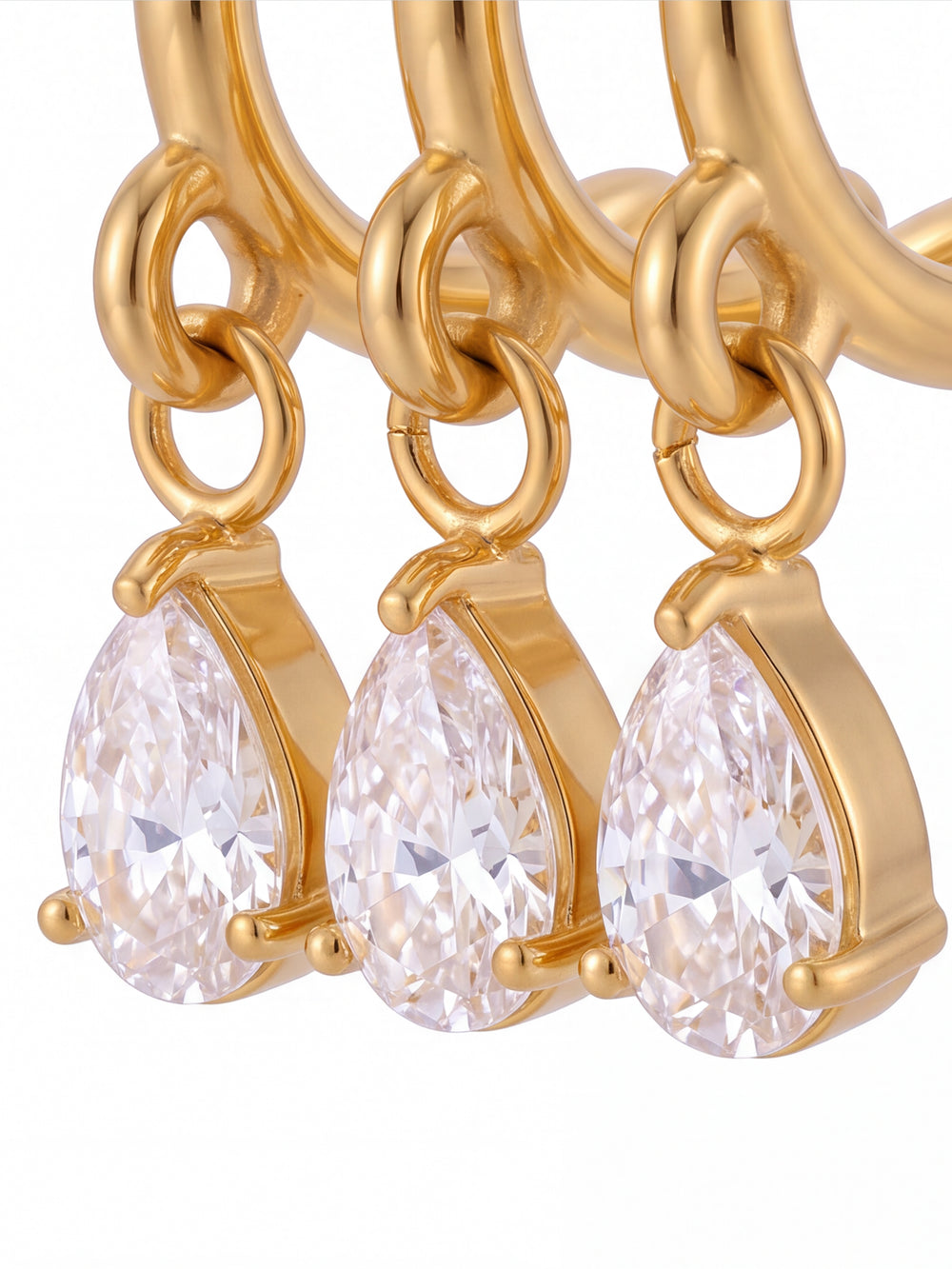 Par Arete Triple Linea Y Gotas