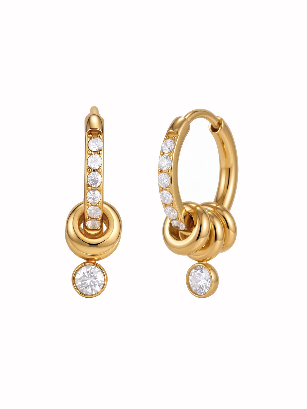 Par Arracada Zirconia Con Aros Y Dije