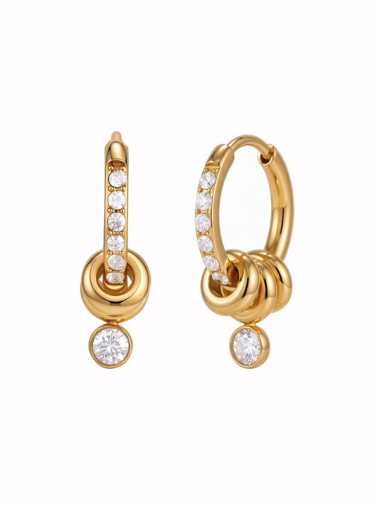 Par Arracada Zirconia Con Aros Y Dije