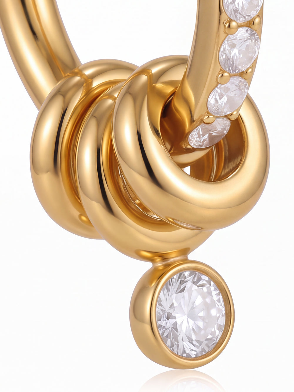 Par Arracada Zirconia Con Aros Y Dije