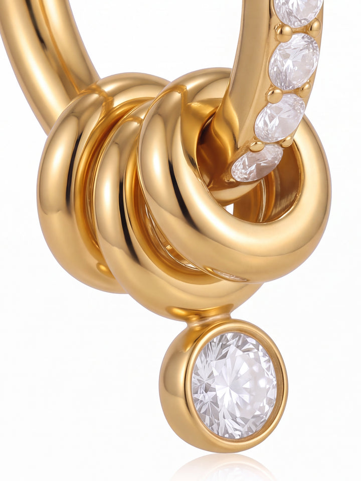 Par Arracada Zirconia Con Aros Y Dije