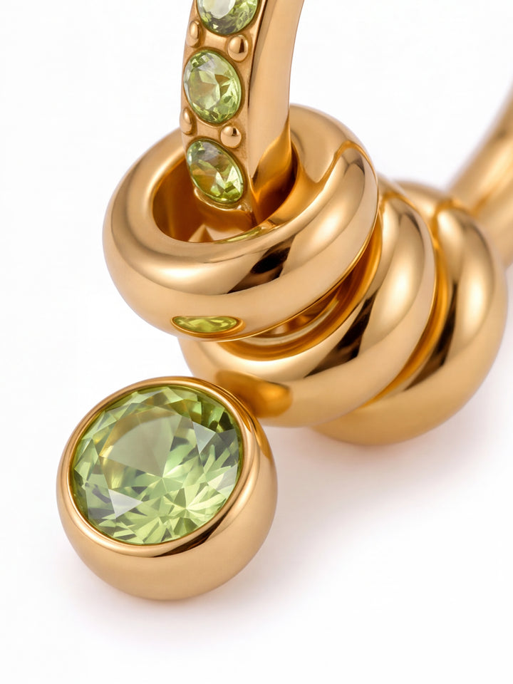 Par Arracada Zirconia Con Aros Y Dije