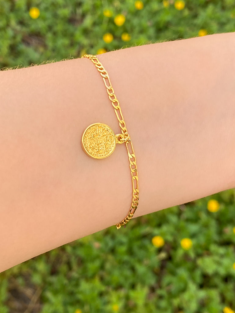 Pulsera Eslabones 3 mm Con San Benito