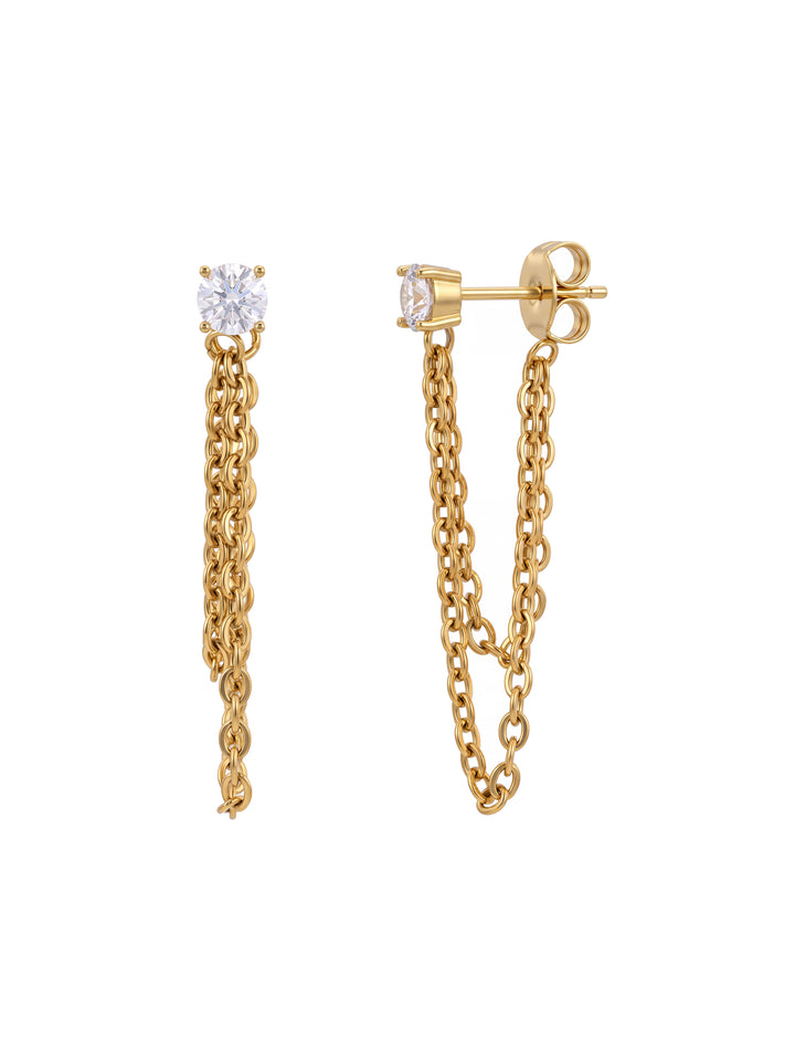 Par Arete Zirconia Con Cadena