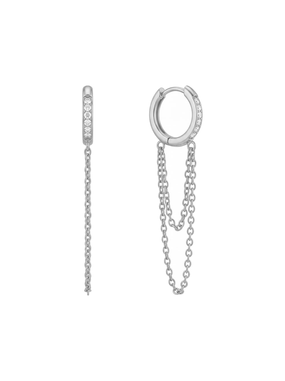 Par Arracada Zirconias Con Cadena