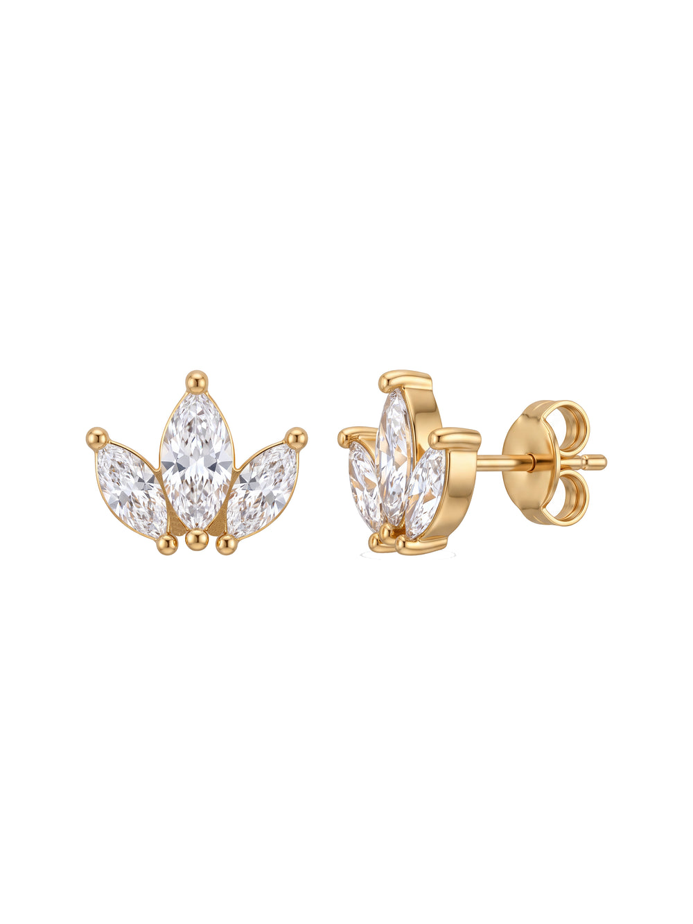 Par Arete Flor 3 Petalos Zirconia