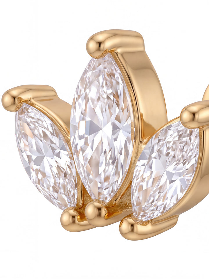 Par Arete Flor 3 Petalos Zirconia