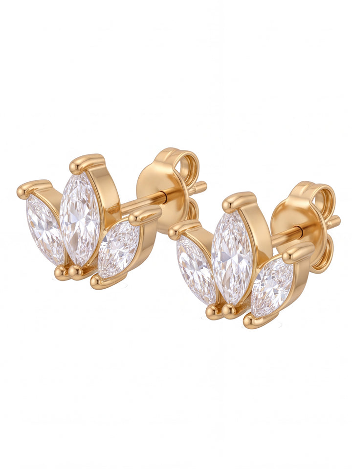 Par Arete Flor 3 Petalos Zirconia