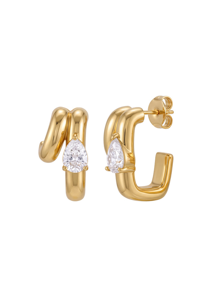 Par Arete Doble Tipo C Con Zirconia