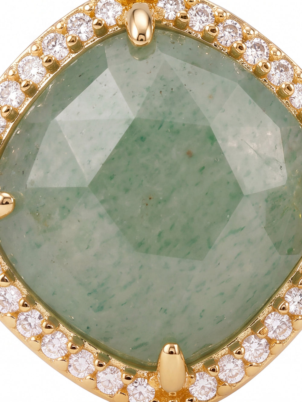 Par Arete Rombo Piedra Verde Aventurina Zirconias