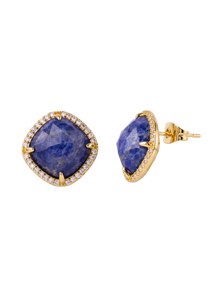 Par Arete Rombo Piedra Azul Sodalita Zirconias