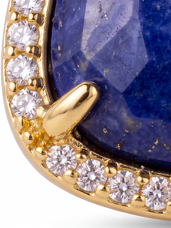 Par Arete Rombo Piedra Azul Sodalita Zirconias