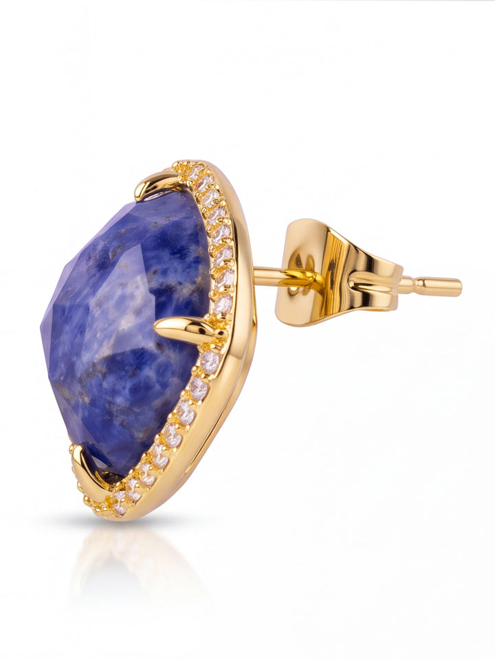 Par Arete Rombo Piedra Azul Sodalita Zirconias