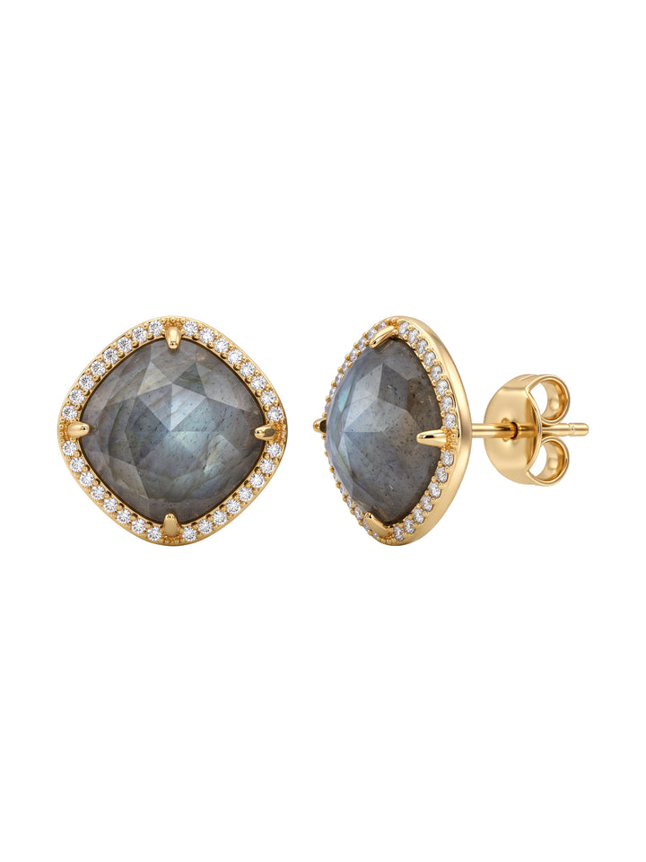 Par Arete Rombo Piedra Labradorita Zirconias