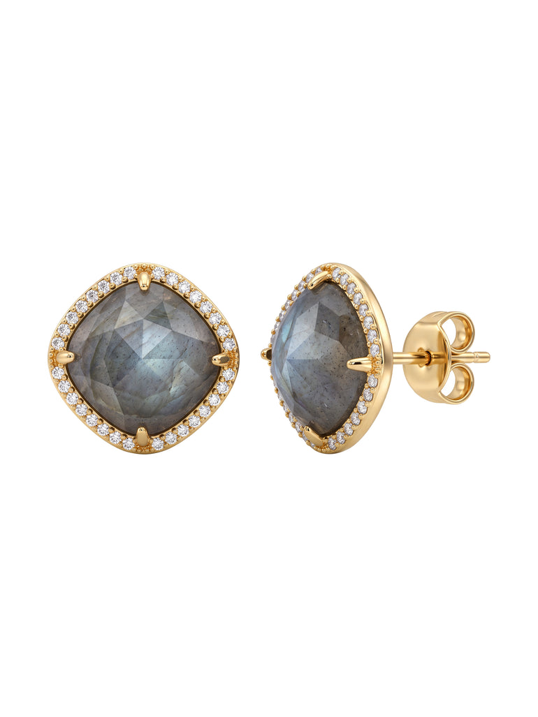 Par Arete Rombo Piedra Labradorita Zirconias