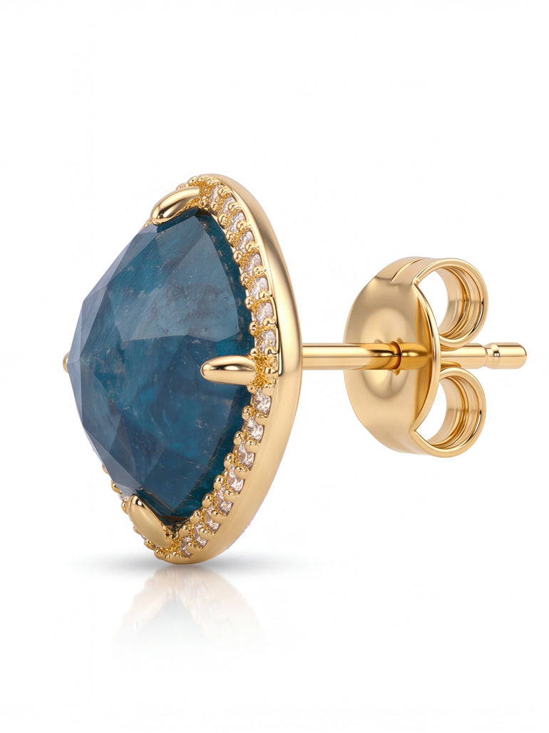 Par Arete Rombo Piedra Azul Apatita Zirconias