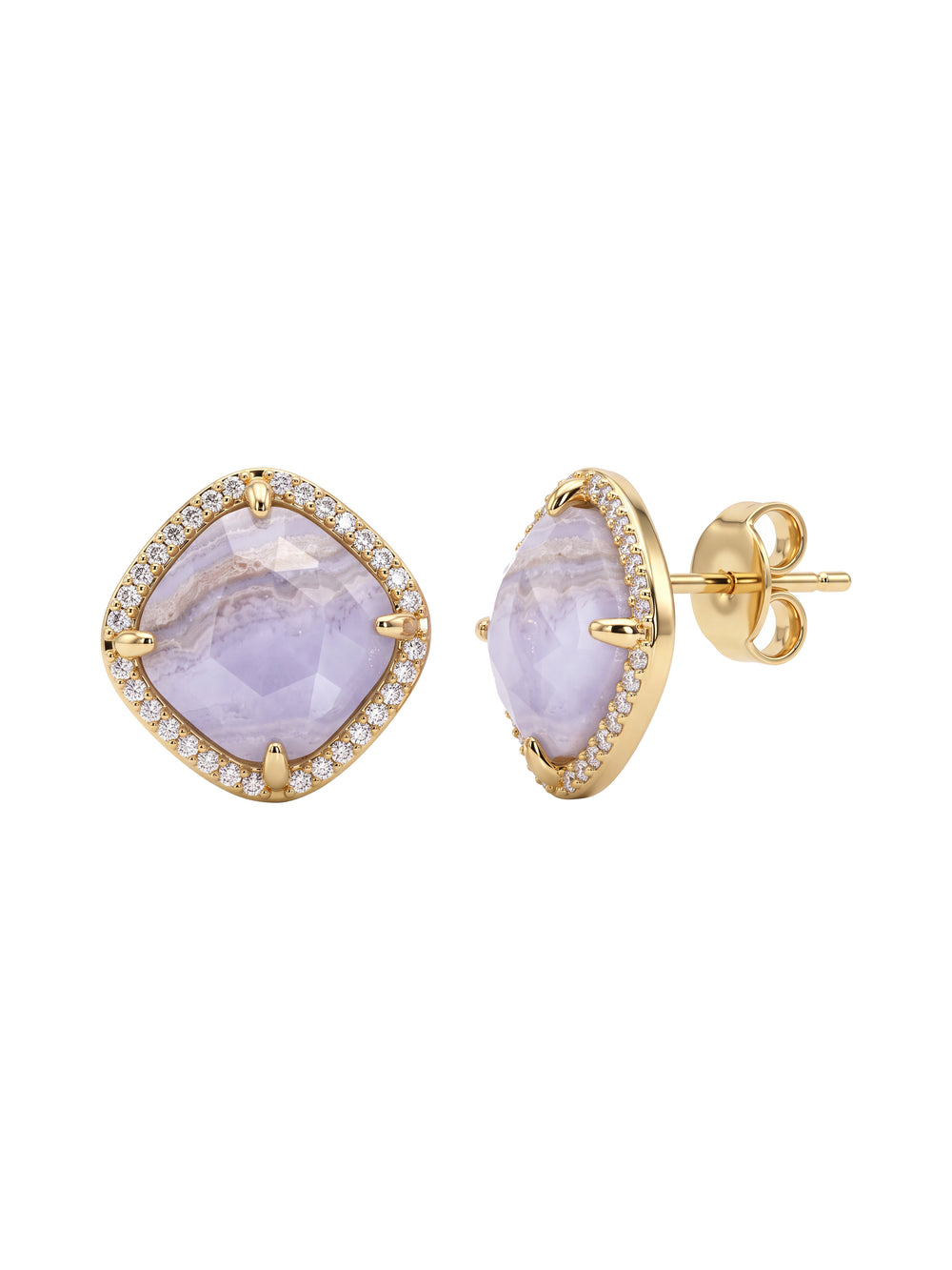 Par Arete Rombo Piedra Celeste Agata Zirconias